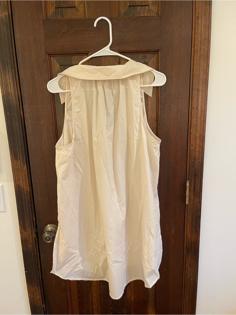 Anthropologie Maeve Cream Cotton Poplin Sleeveless V-Neck Swing Blouse Sz L - Picture 6 of 7